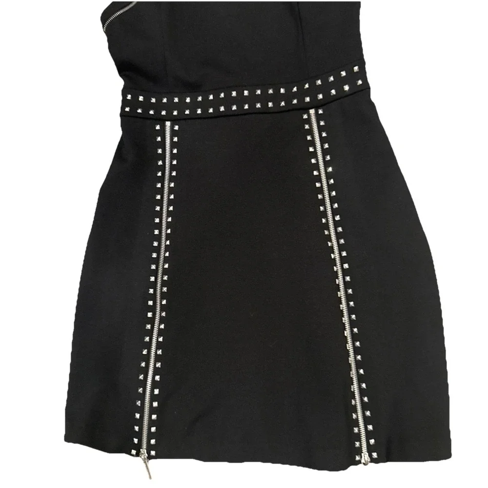 Michael Kors Womens Black Dress Medium Evening Work Studs Zippers‎ Sleeveless